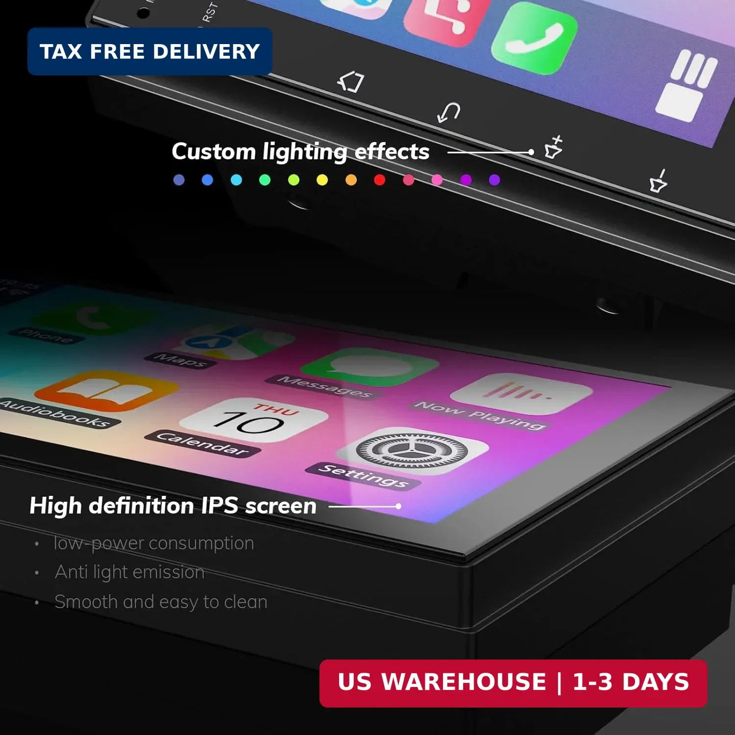 Haudio 7 Inch Double Din Car Stereo with Wireless Apple CarPlay & Android Auto,