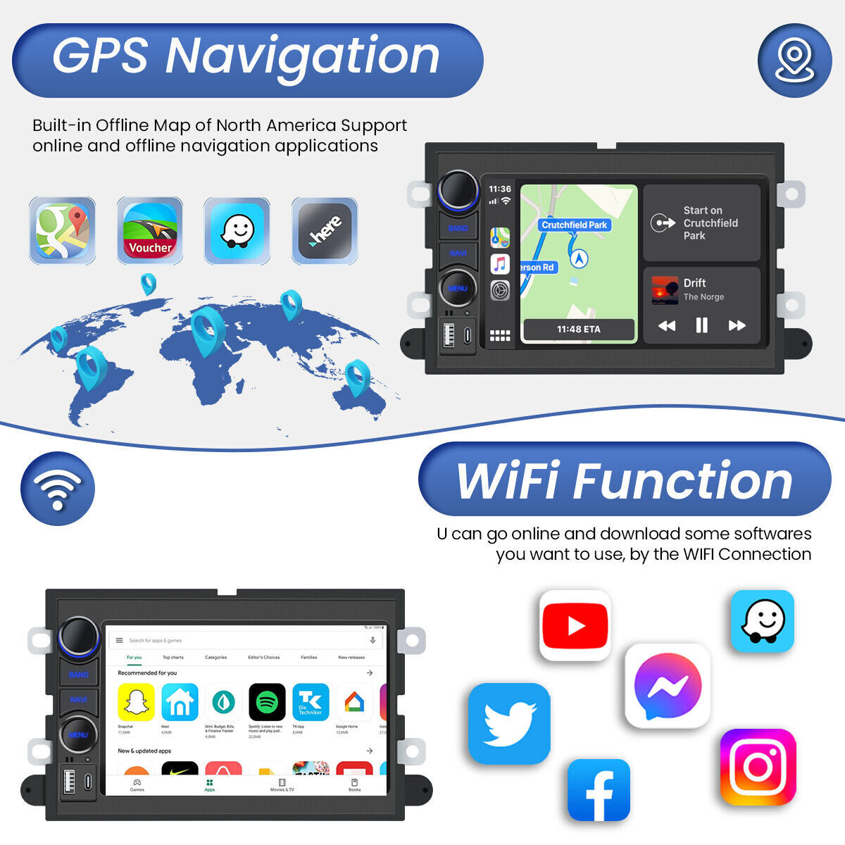 7″ For 2005-2009 Ford Mustang Android 13 Carplay Car Stereo Radio GPS Navi WIFI