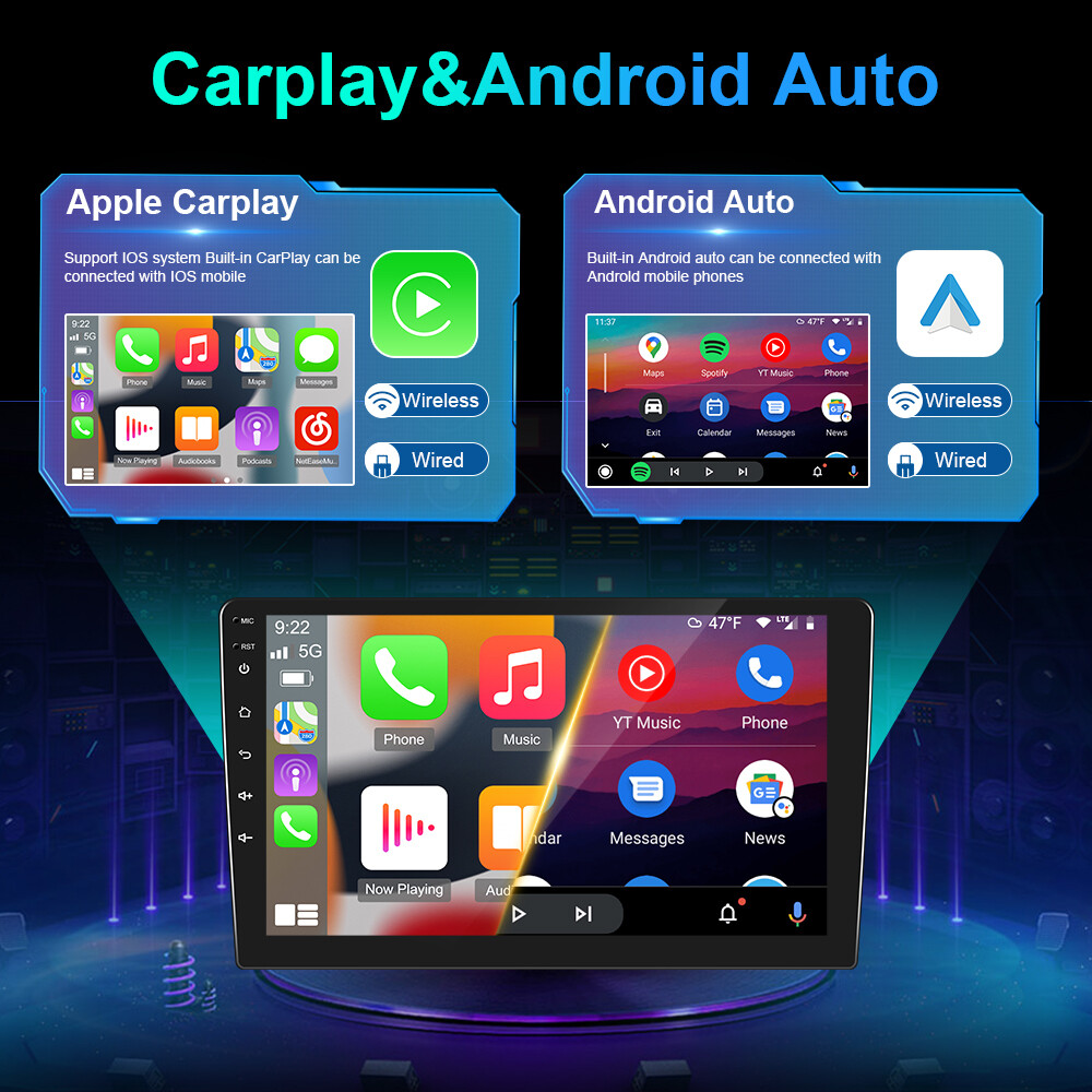 10″ Android 15 Double 2Din Car Stereo CarPlay Auto Radio GPS Navi WiFi BT 2+32GB