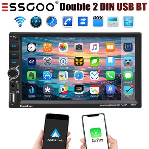 Double 7″ 2Din Touch Screen Car Stereo Bluetooth Radio Apple/Android Carplay BT