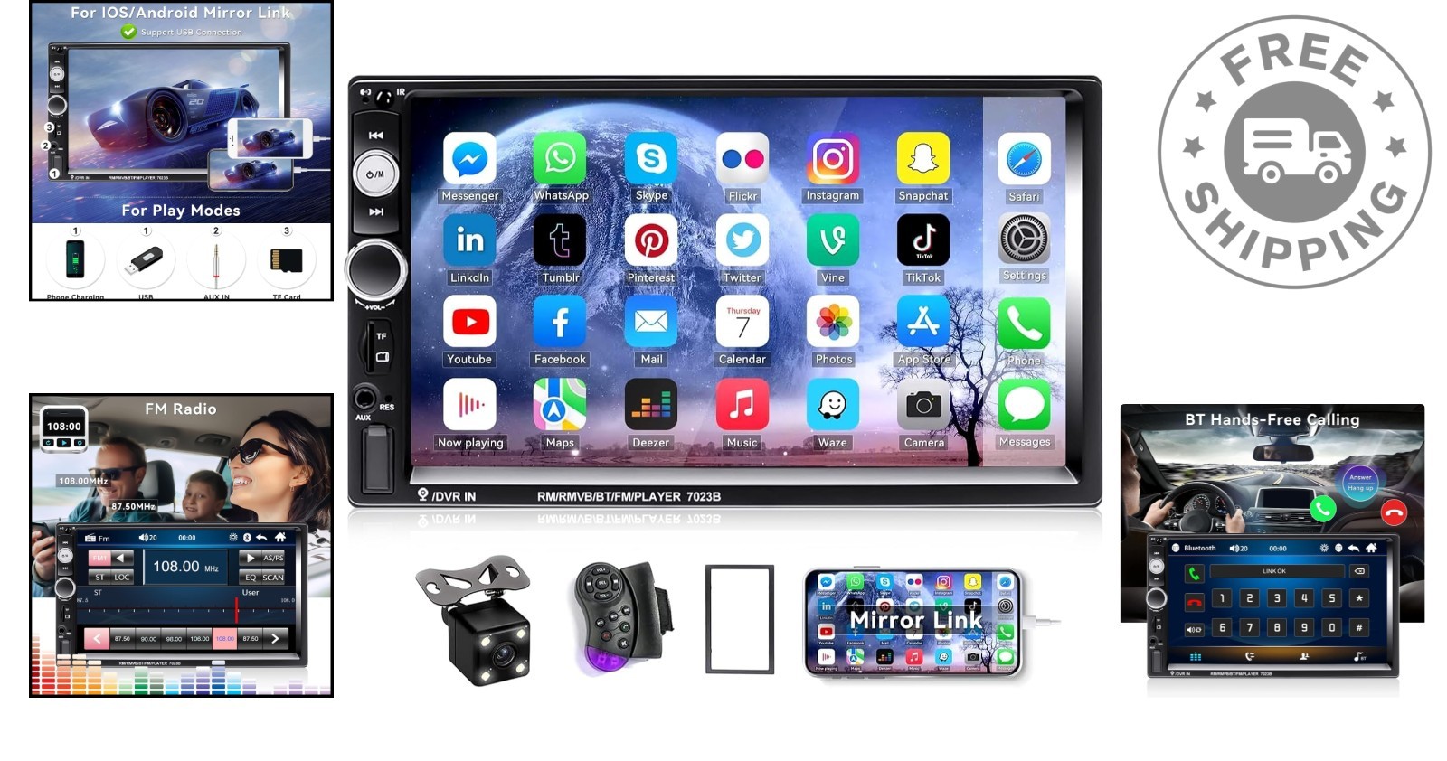 Upgrade Your Ride: 7” Full HD Car Stereo with Bluetooth, Backup Camera Included