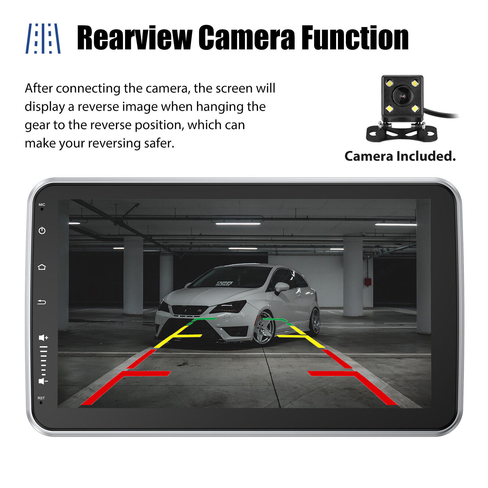 10.1 inch 1 DIN Rotatable Android 13 Touch Screen Car Stereo Radio GPS WIFI +Cam