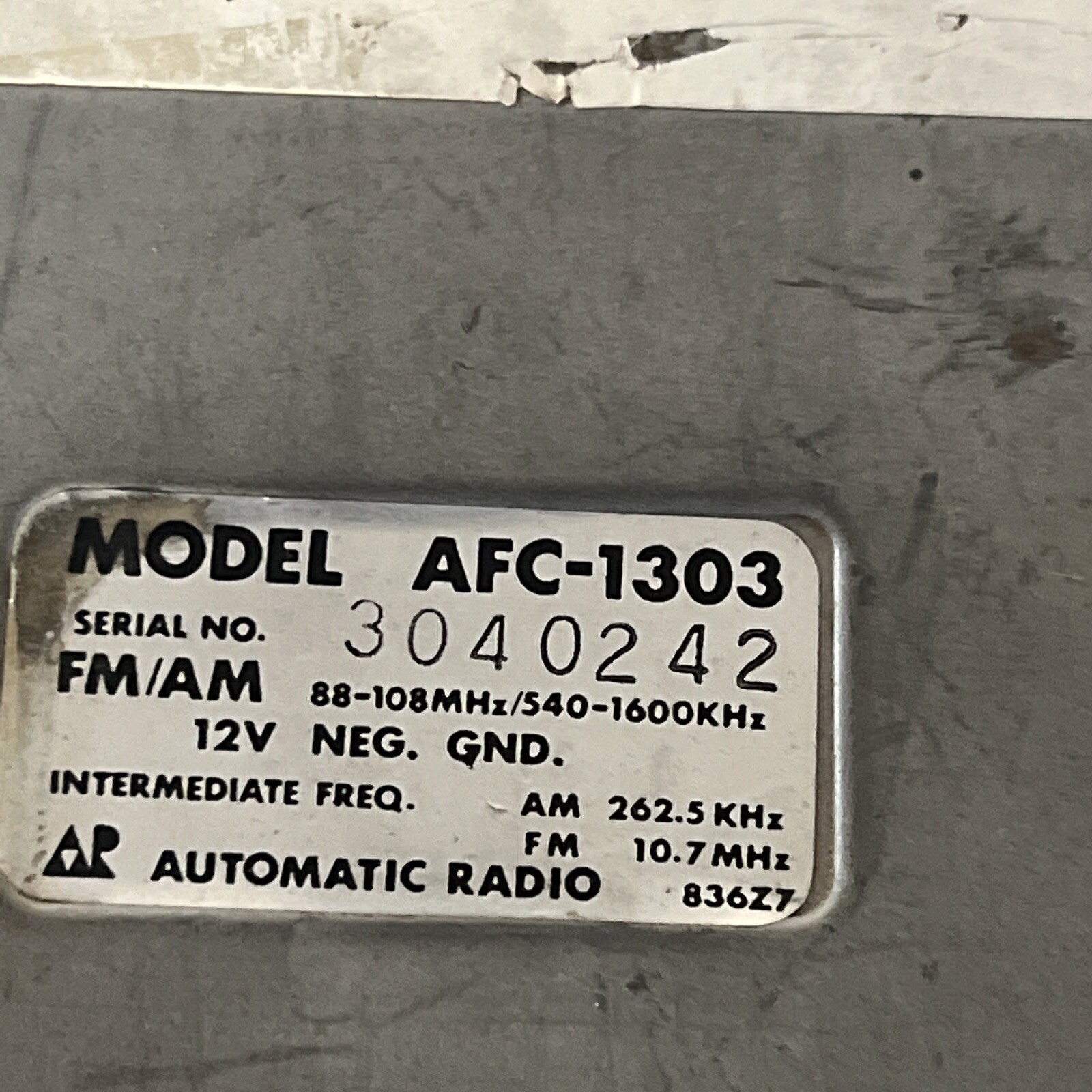 Vintage AM FM Car Radio Model AFC-1303 Untested