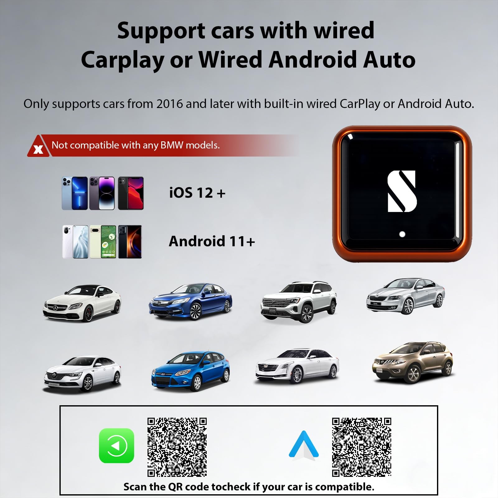 Wireless CarPlay Adapter & Android Car Wireless Adapter UK, for Apple CarPlay…