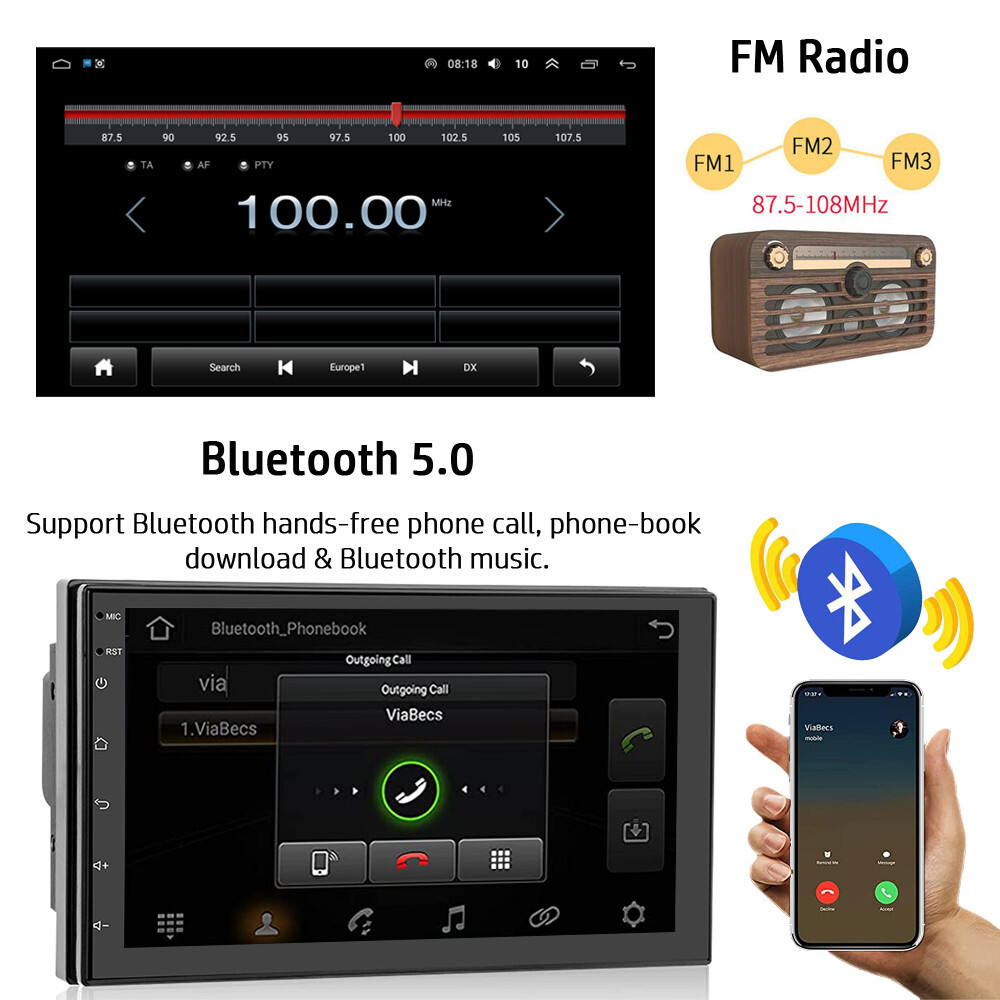 Android 13.0 Double DIN Touch 7″ Car Stereo Radio WiFi Apple CarPlay GPS Navi