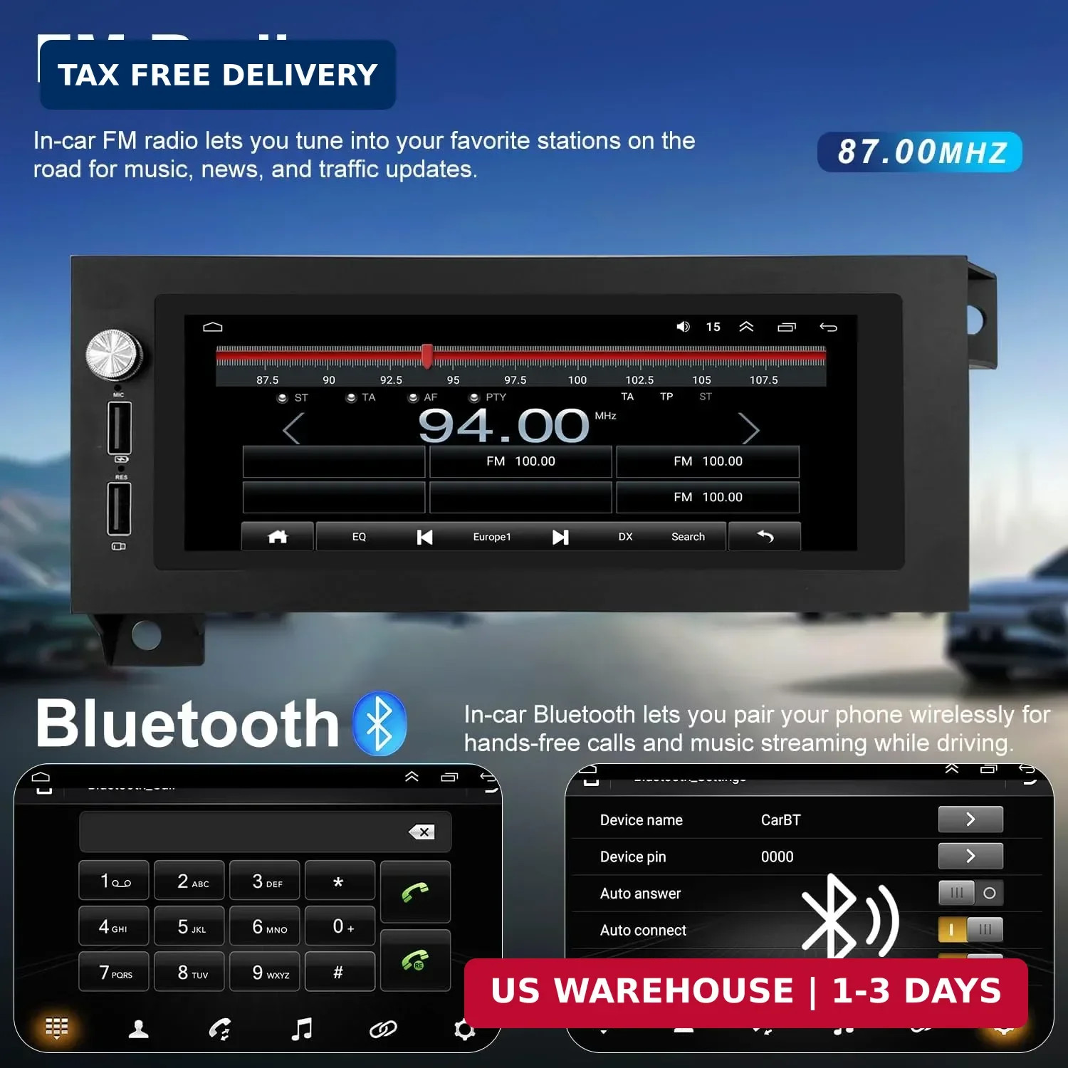 5G WiFi Car Radio for Dodge Ram 1500/2500/3500 1994-2001, Jeep Wrangler 1997-200