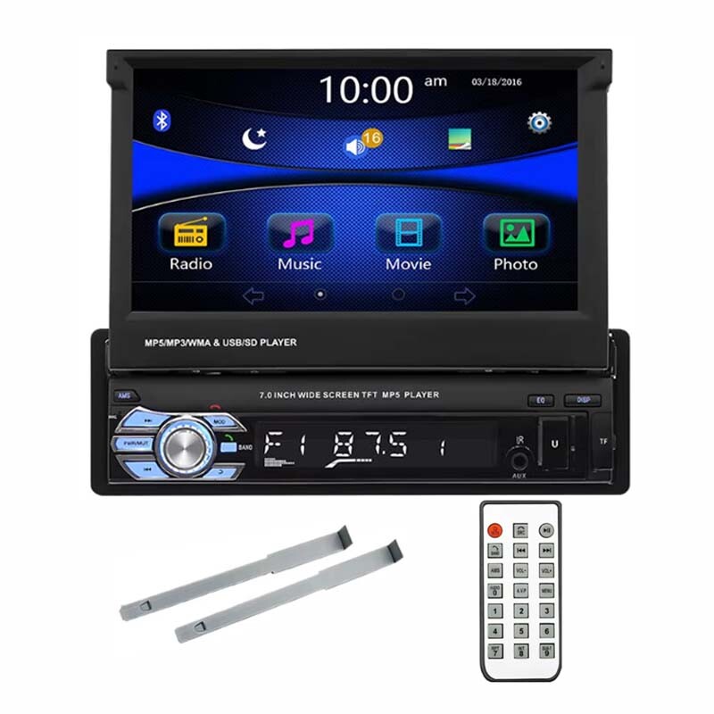7″ Single 1 DIN Car Radio Stereo Flip out Touch Screen Bluetooth MP5 Player Unit