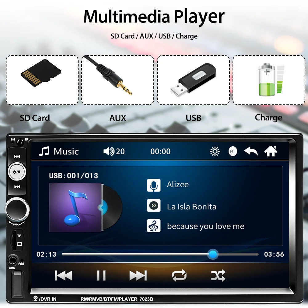 Car Stereo Double Din Car Radio 7 Inch MP5 Player with HD Touch Screen Digital D