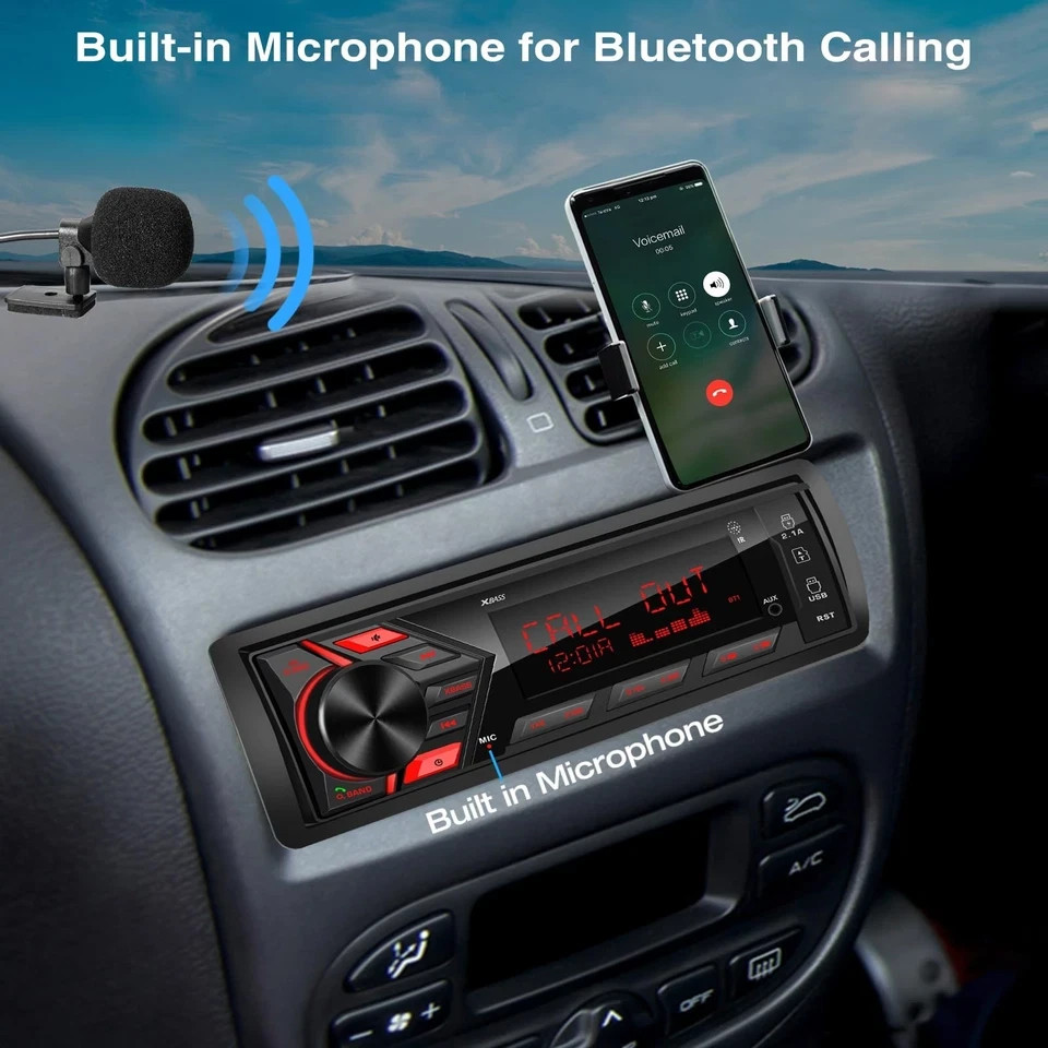 Bluetooth Car Stereo Marine Radio: Single Din LCD Display Audio System – Indash