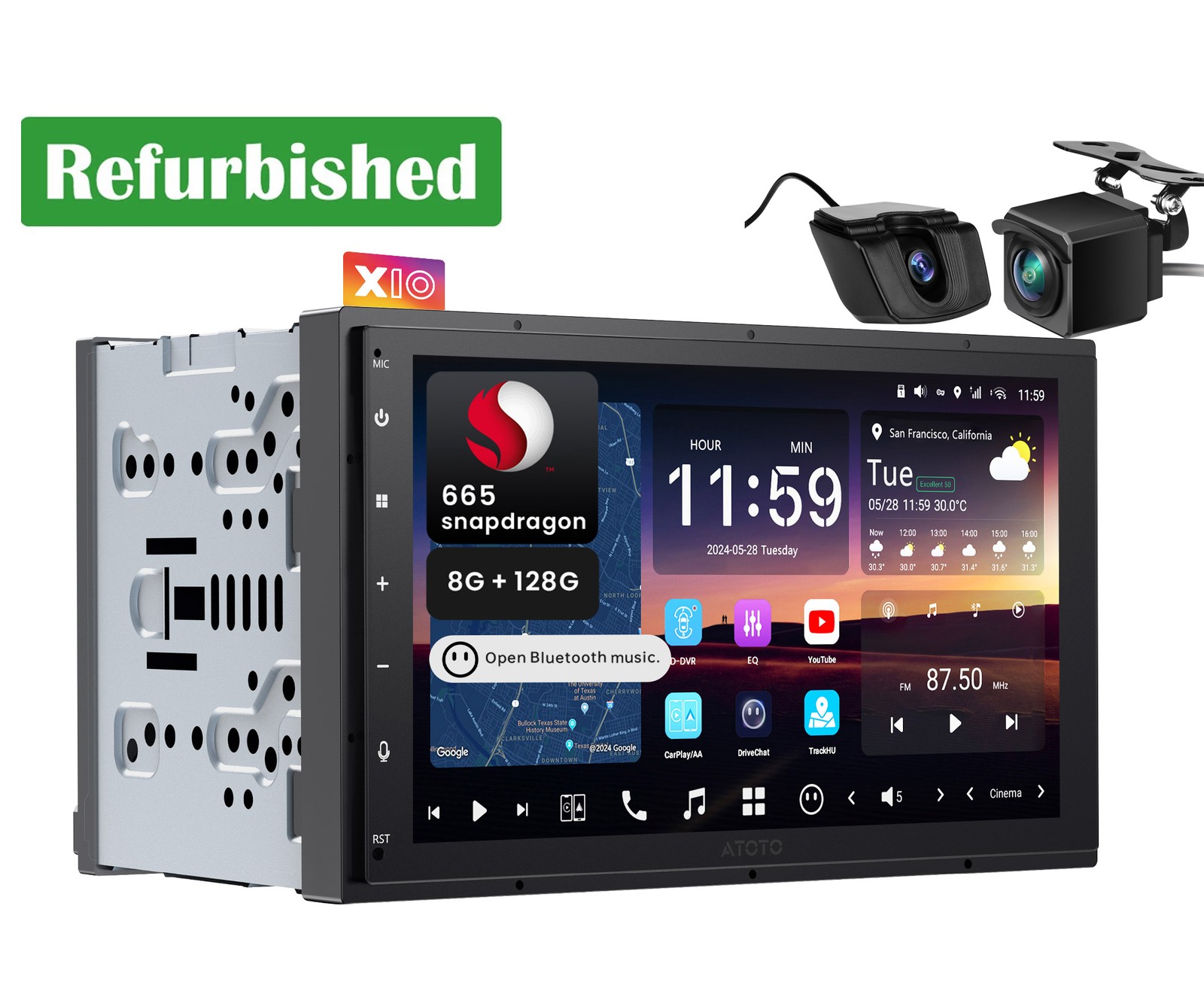HD 1080P CAM + ATOTO 7IN 2DIN Car Stereo CarPlay Android Auto 8+128G ChatGPT