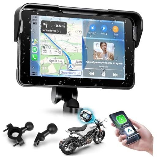 5 Inch Motorcycle Carplay Screen with Wireless Carplay Android Auto for Car,