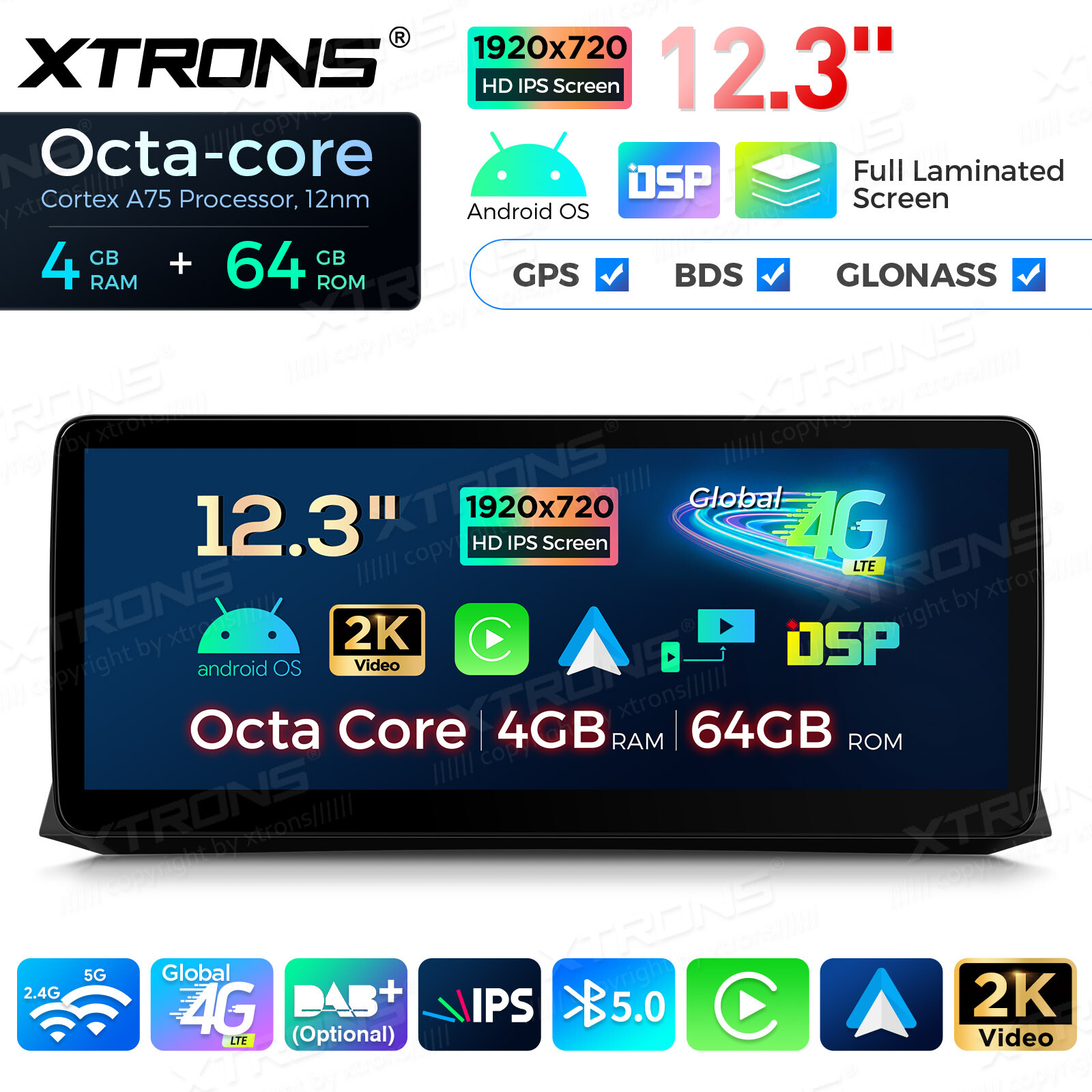 12.3″ Android 13 8-Core 64GB Car GPS Stereo CarPlay WiFi For BMW 5er E60 E61 CCC