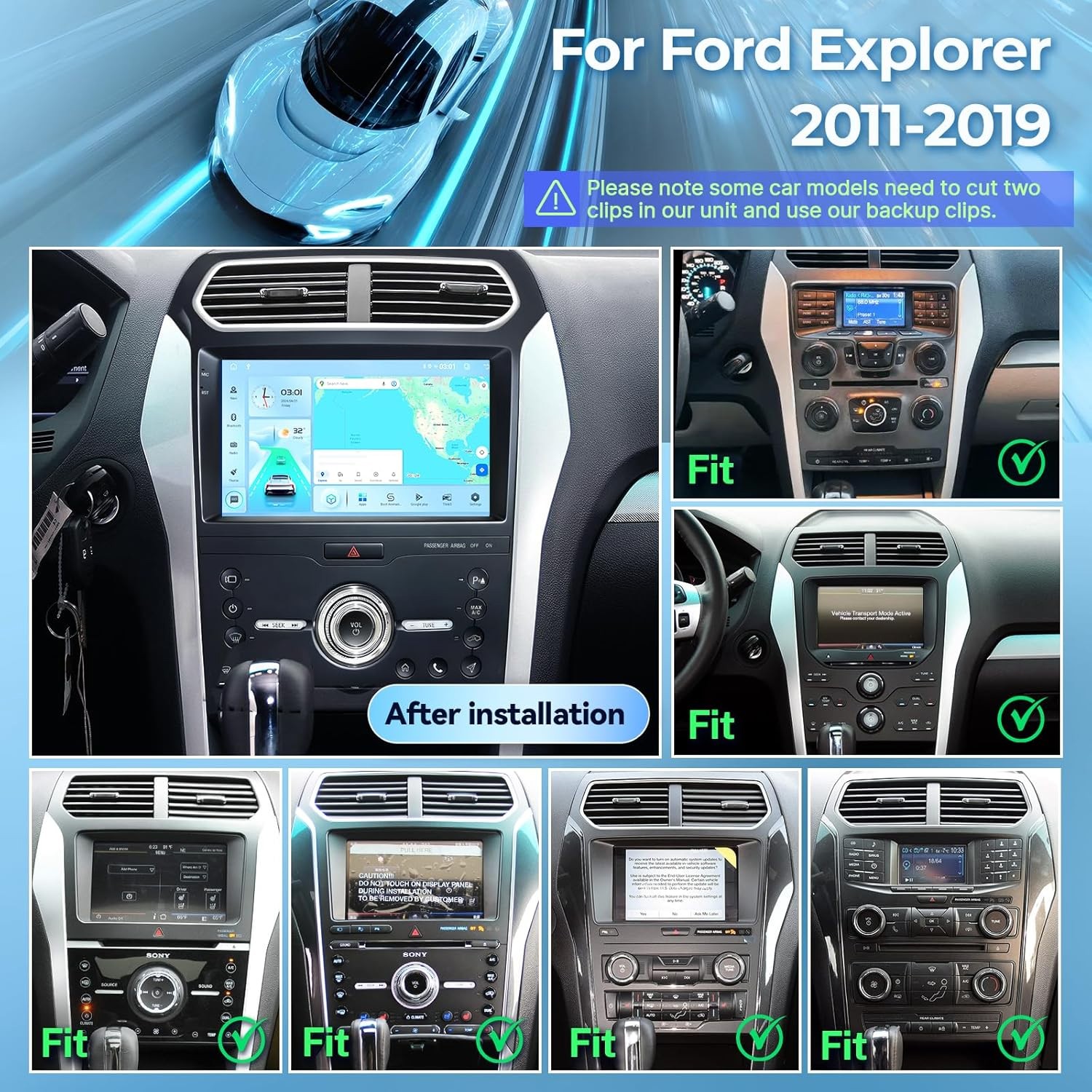 10.1″Ford Explorer Car Radio Stereo GPS Wireless Apple Carplay Android 2011-2019