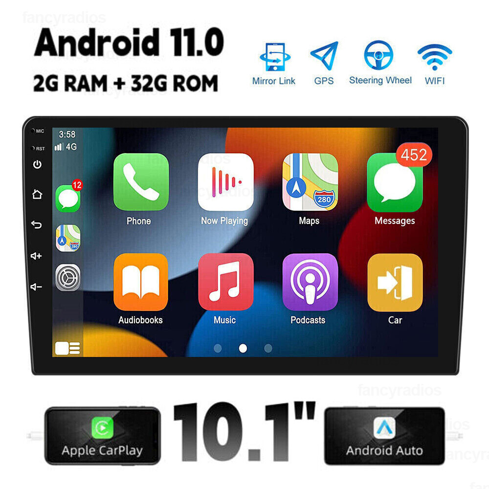 Double 2Din 10.1″ Car Stereo Android 11 Apple CarPlay Radio GPS Navi WiFi Player