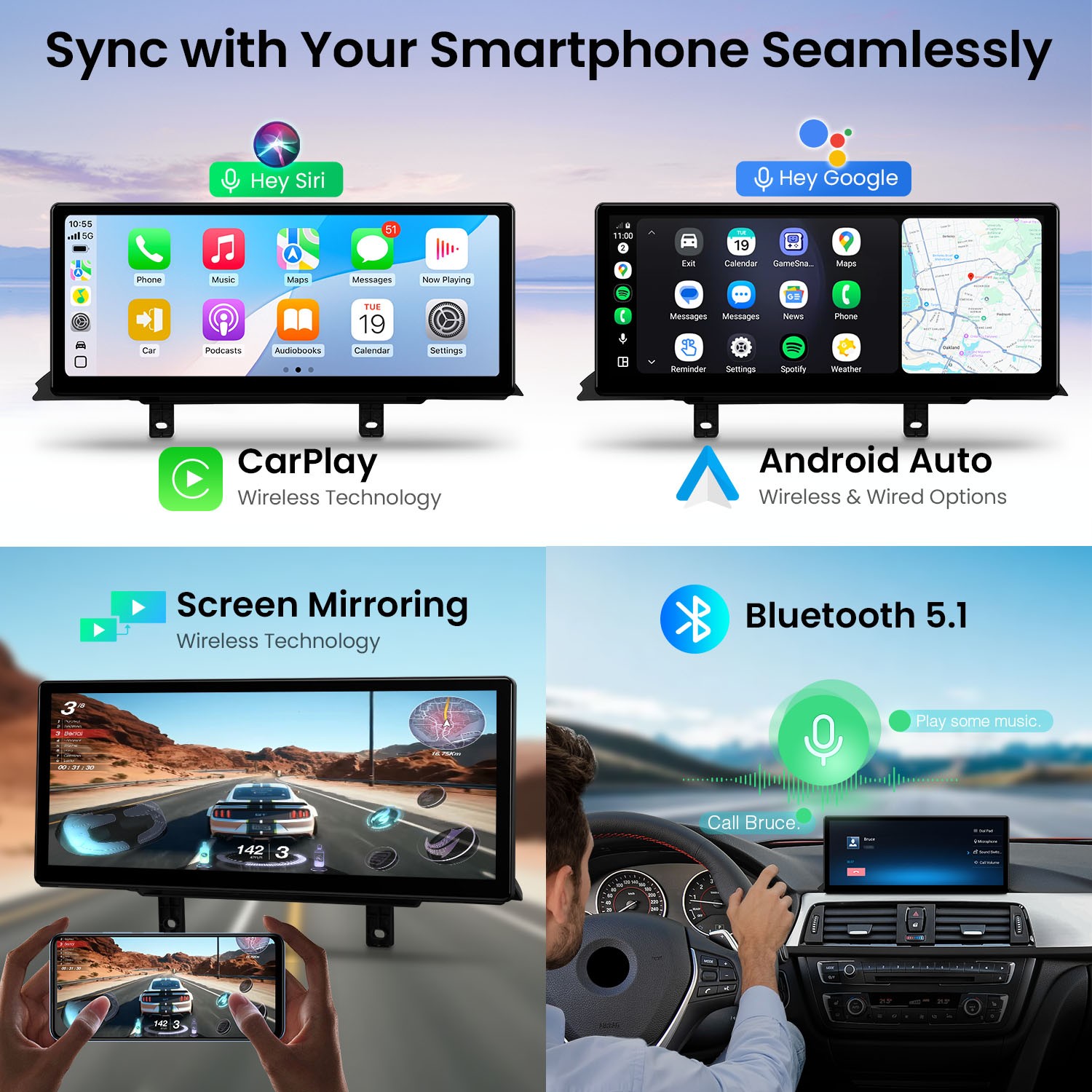 For BMW F30 F31 F32 F33 F36 Android Navigation 12.3″ Screen 2K IPS 8G 128GB WiFi
