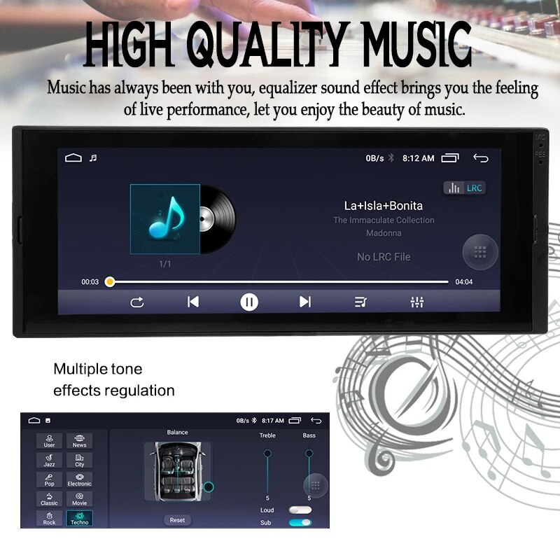 Single 1 Din 6.9″ Android 8.1 Car Radio Touch Screen WiFi GPS Bluetooth 1+16G FM