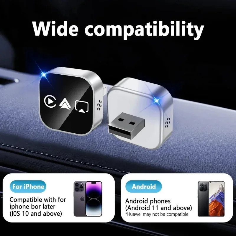 Wired to Wireless CarPlay Adapter for Apple iPhone/Android Auto/AirPlay/Miracast