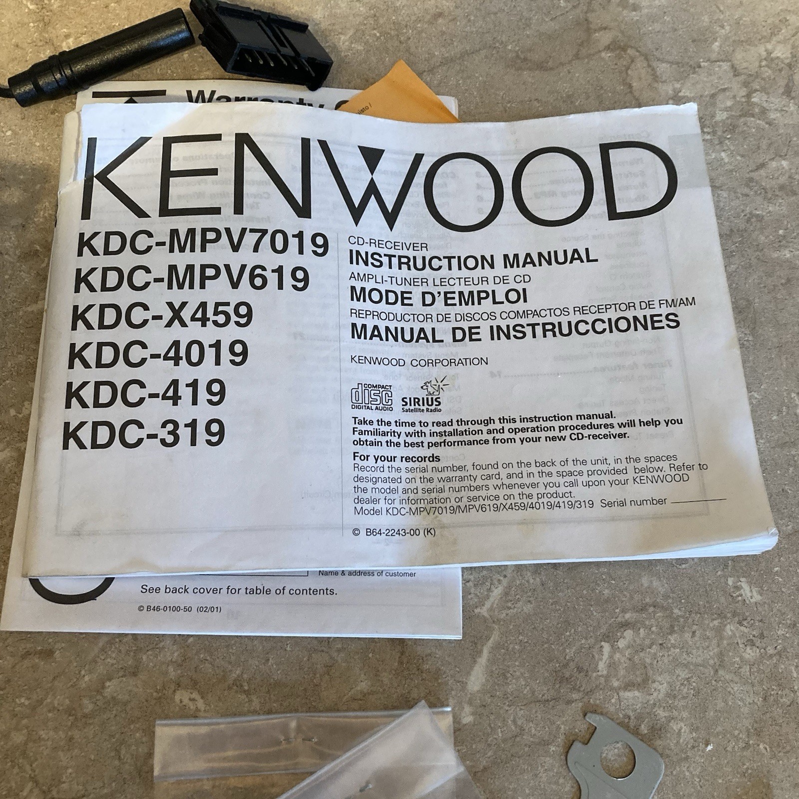Kenwood KDC-419 CD Receiver Car Stereo w/ Remote Instruction Manual Box Tested