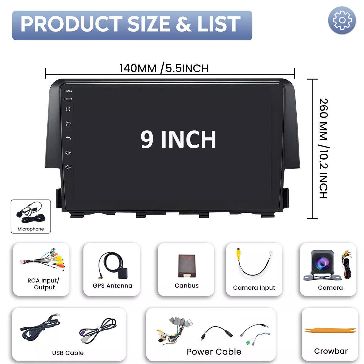 For Honda Civic 2016-2020 Apple CarPlay Auto Android 13 Car Radio Stereo 4+64G