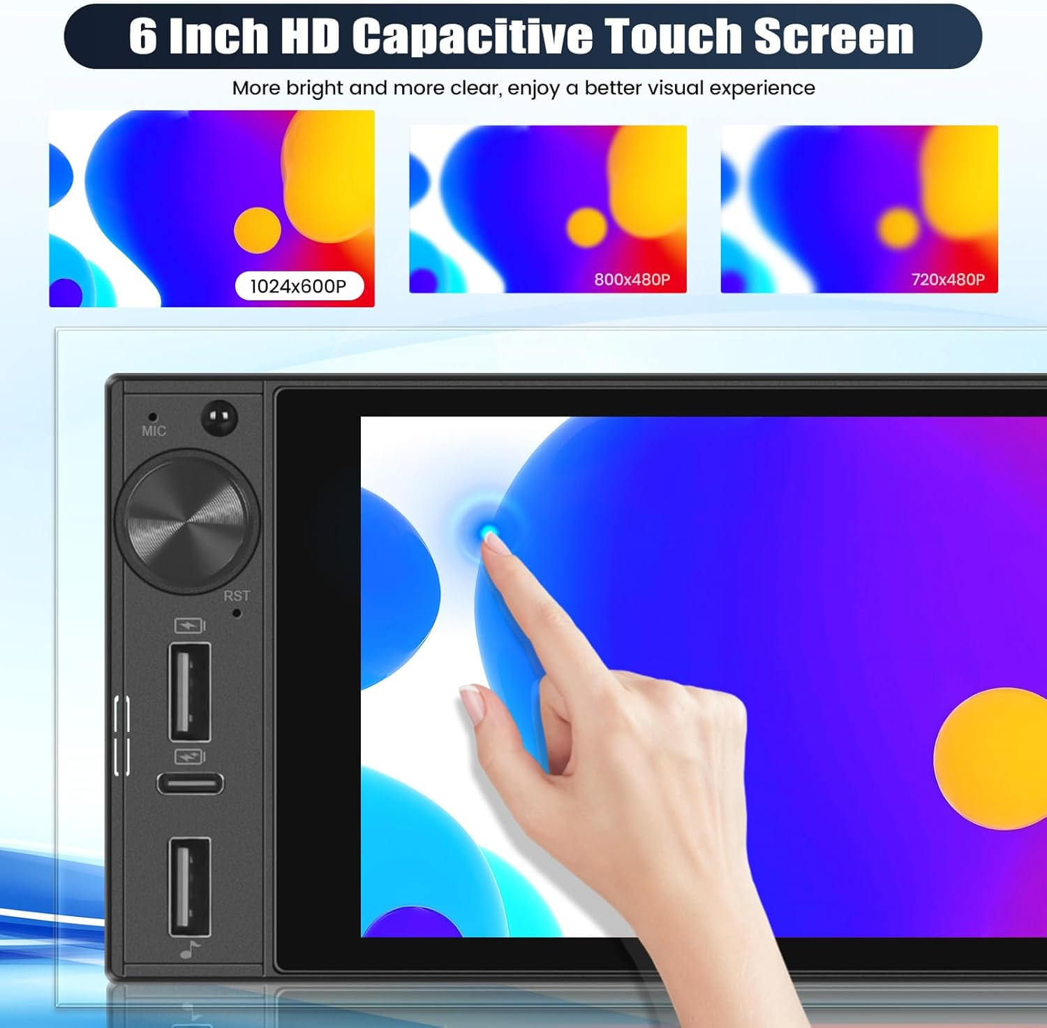 Single Din Car Stereo with Wireless Carplay&Android Auto,6 Inch 1 Din Touchscree
