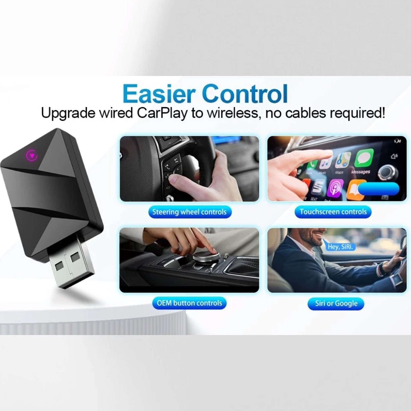 2 in 1 Carplay Wireless Adapter for iPhone Android USB Car Dongle Plug ＆ Play