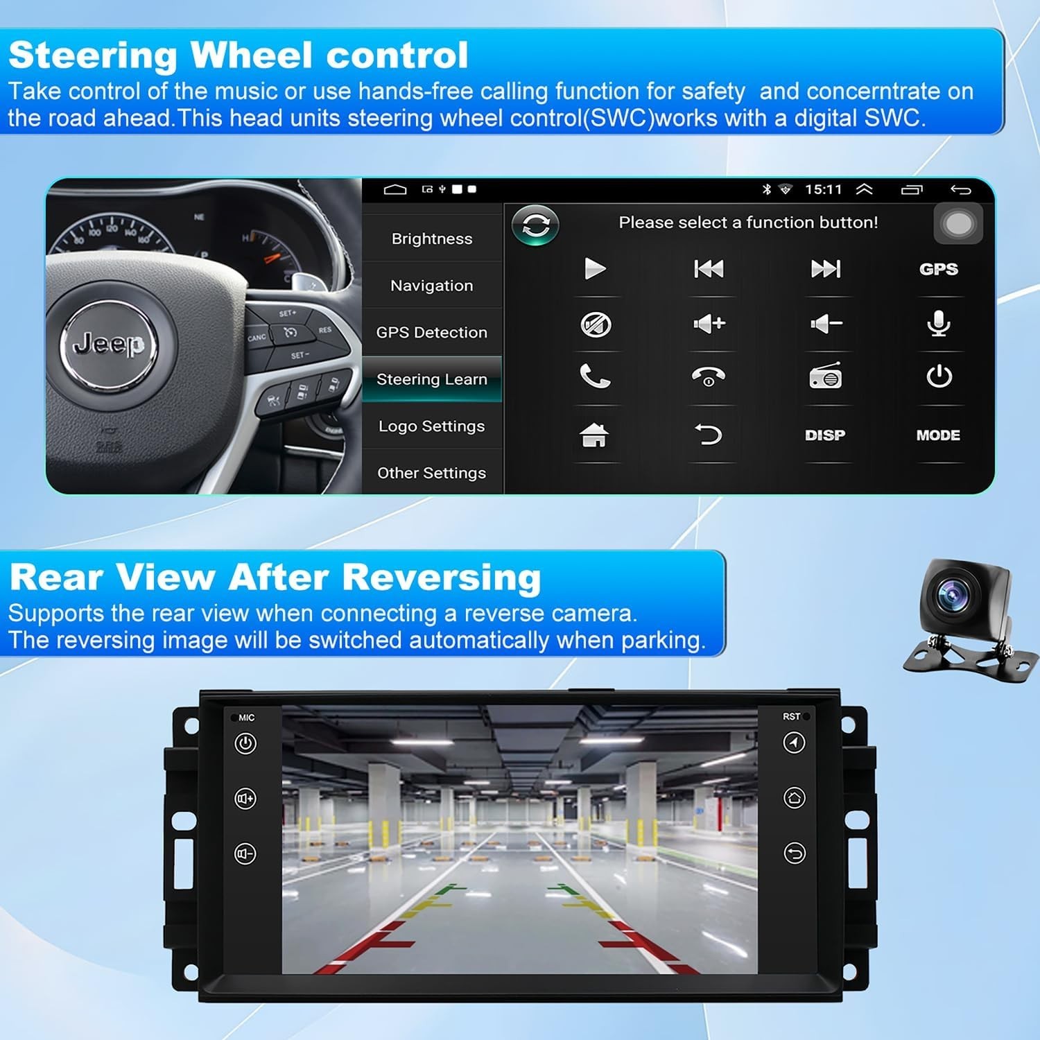 FOR JEEP WRANGLER DODGE CHRYSLER CARPLAY ANDROID 13 CAR RADIO STEREO GPS WIFI BT