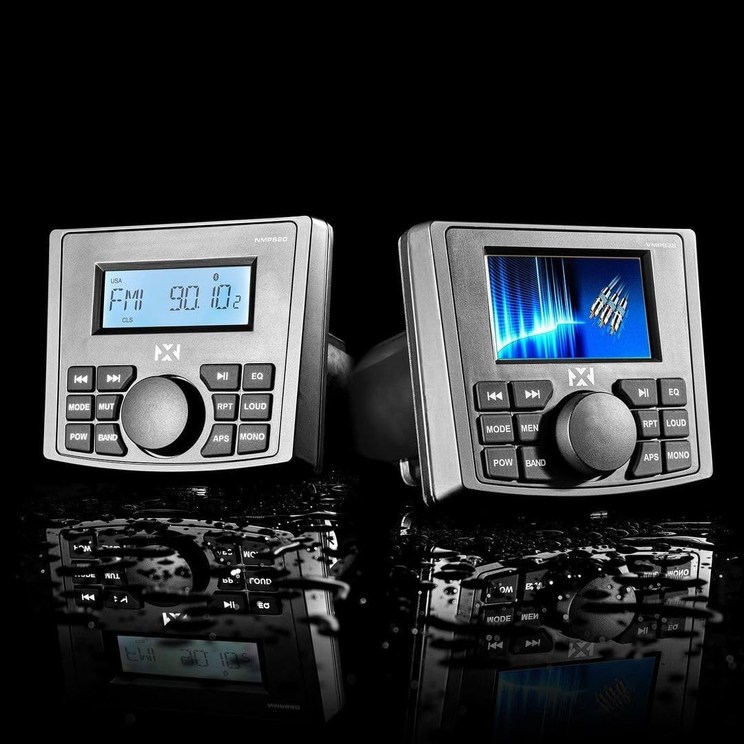 NMPS20 Gauge Style Marine Stereo with Bluetooth and a NMPS20, Black