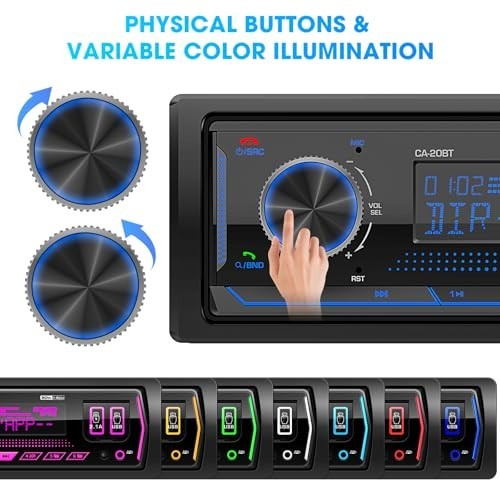 Single Din Bluetooth Marine Radio AM FM Tuner LCD Display USB AUX In