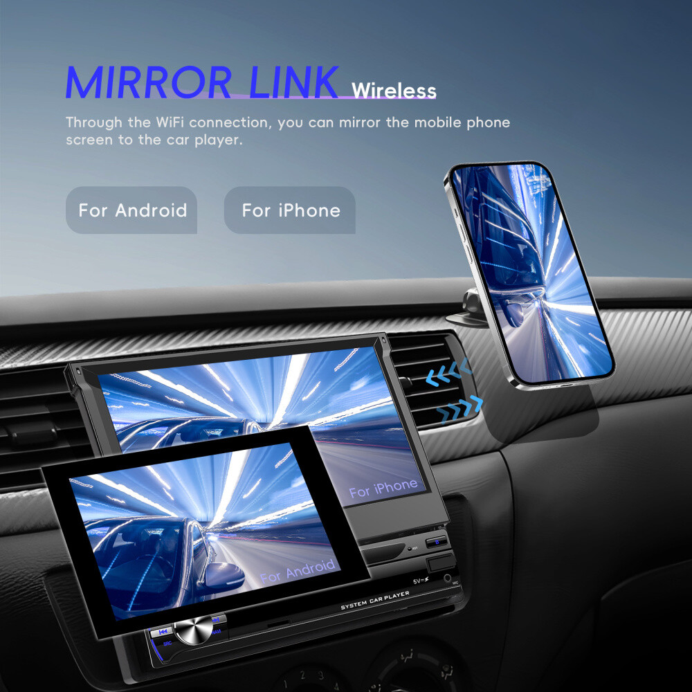 7” 4+64GB Android 15.0 Single 1 Din Car Stereo Radio GPS Navi WIFI FM RDS CAM