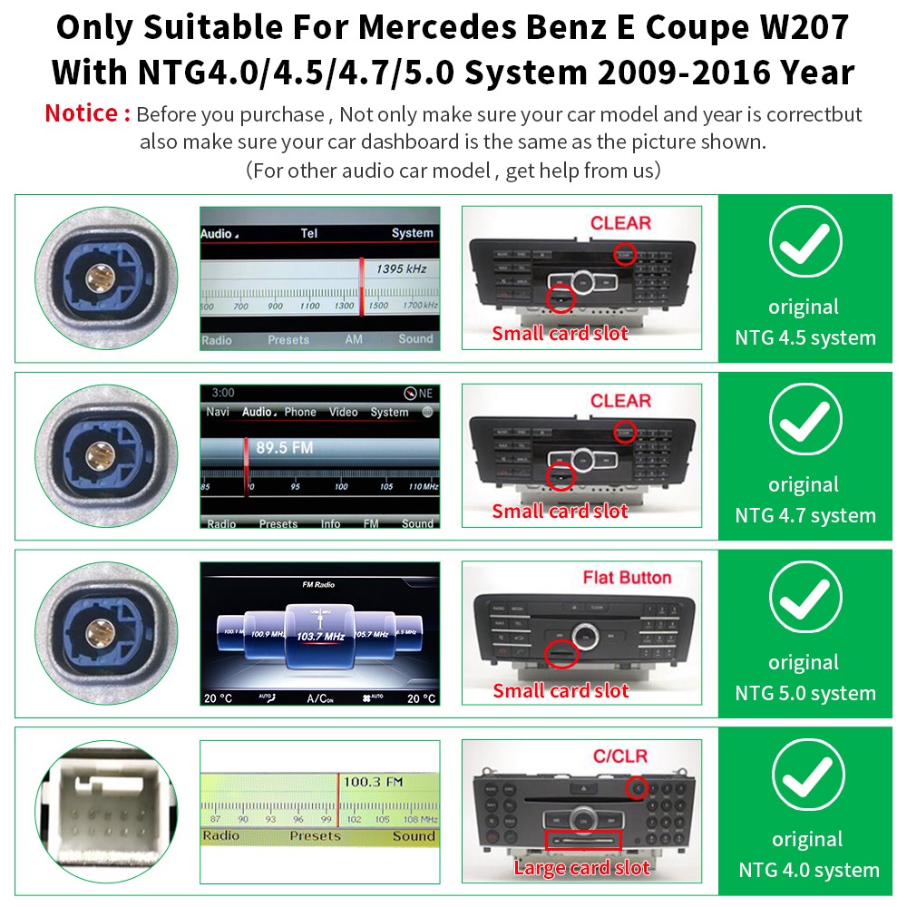 Ultra-Thin 12.3”Wireless Carplay Touchscreen For Mercedes E Coupe C207 2009-16
