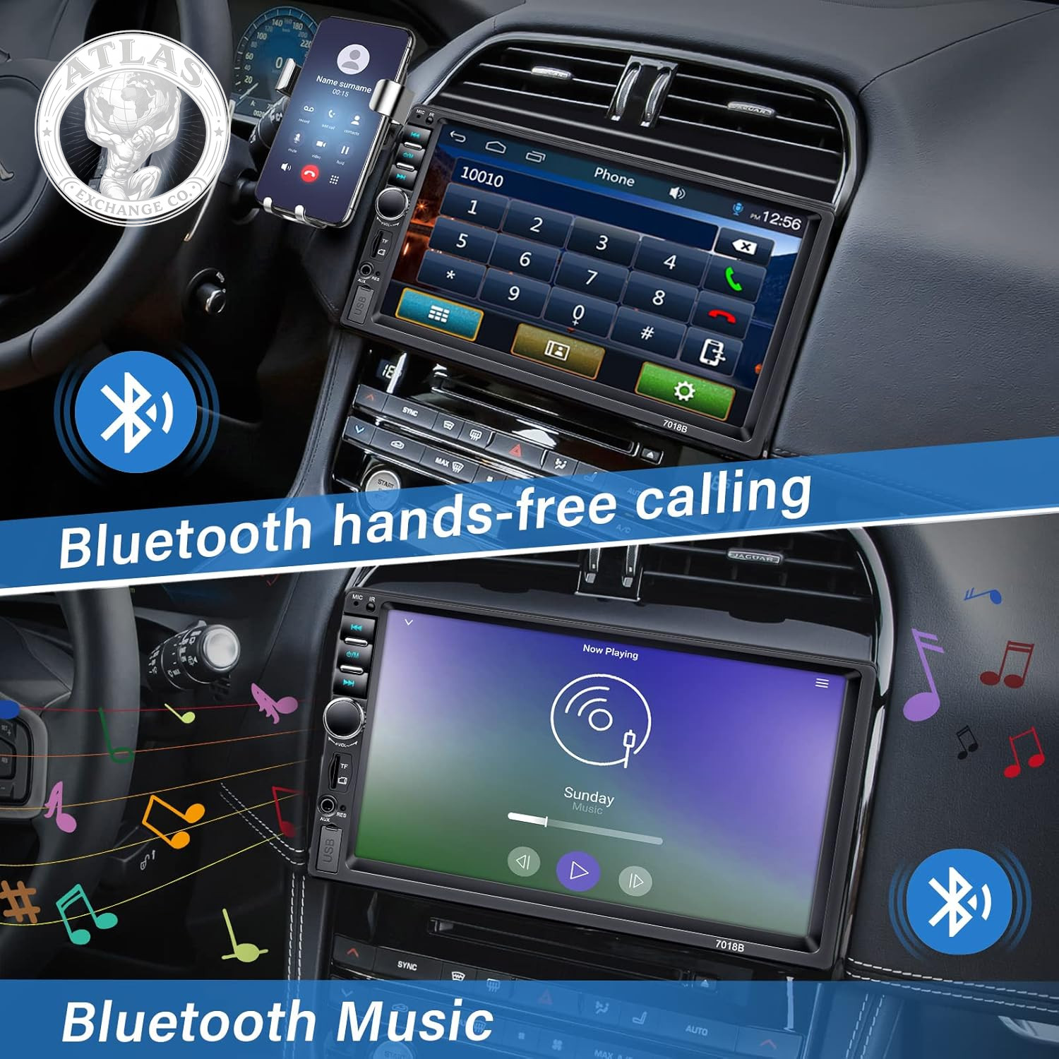 Double Din Car Stereo with Backup Camera Microphone, 7′ Touchscreen 2 Din Radio,