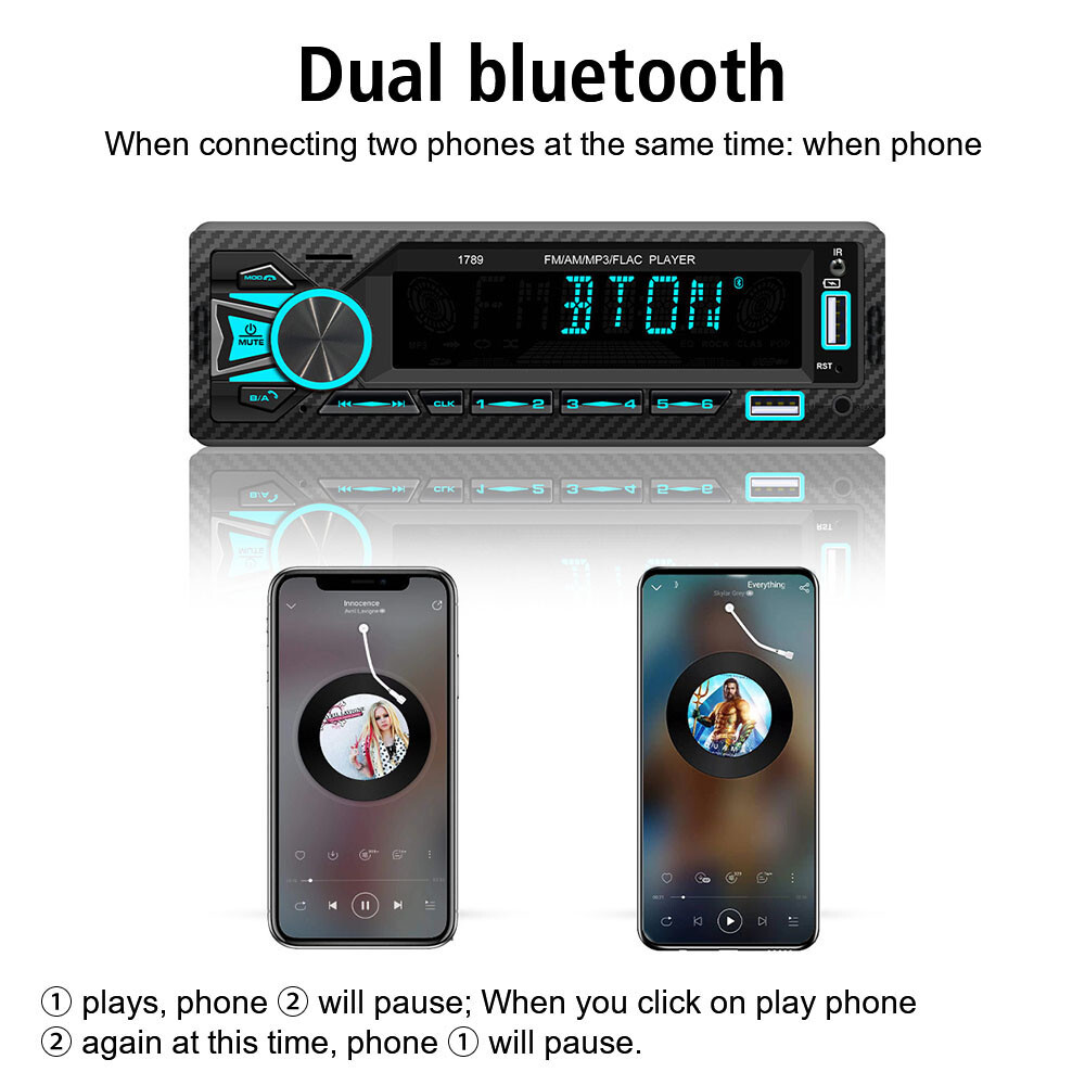 Single 1 DIN Car Stereo Radio Bluetooth MP3 Player AUX USB AM FM Audio Receiver