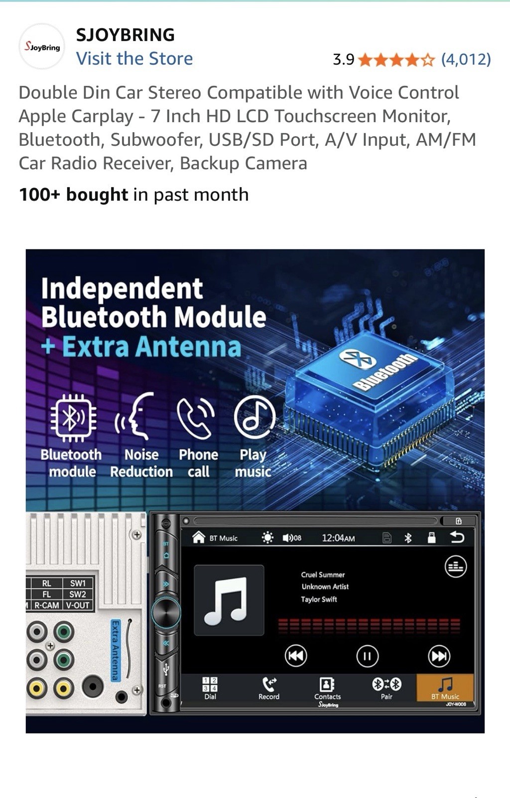 JoyBring JOY-W006 Black Stereo 7″HD With Back Up Camera