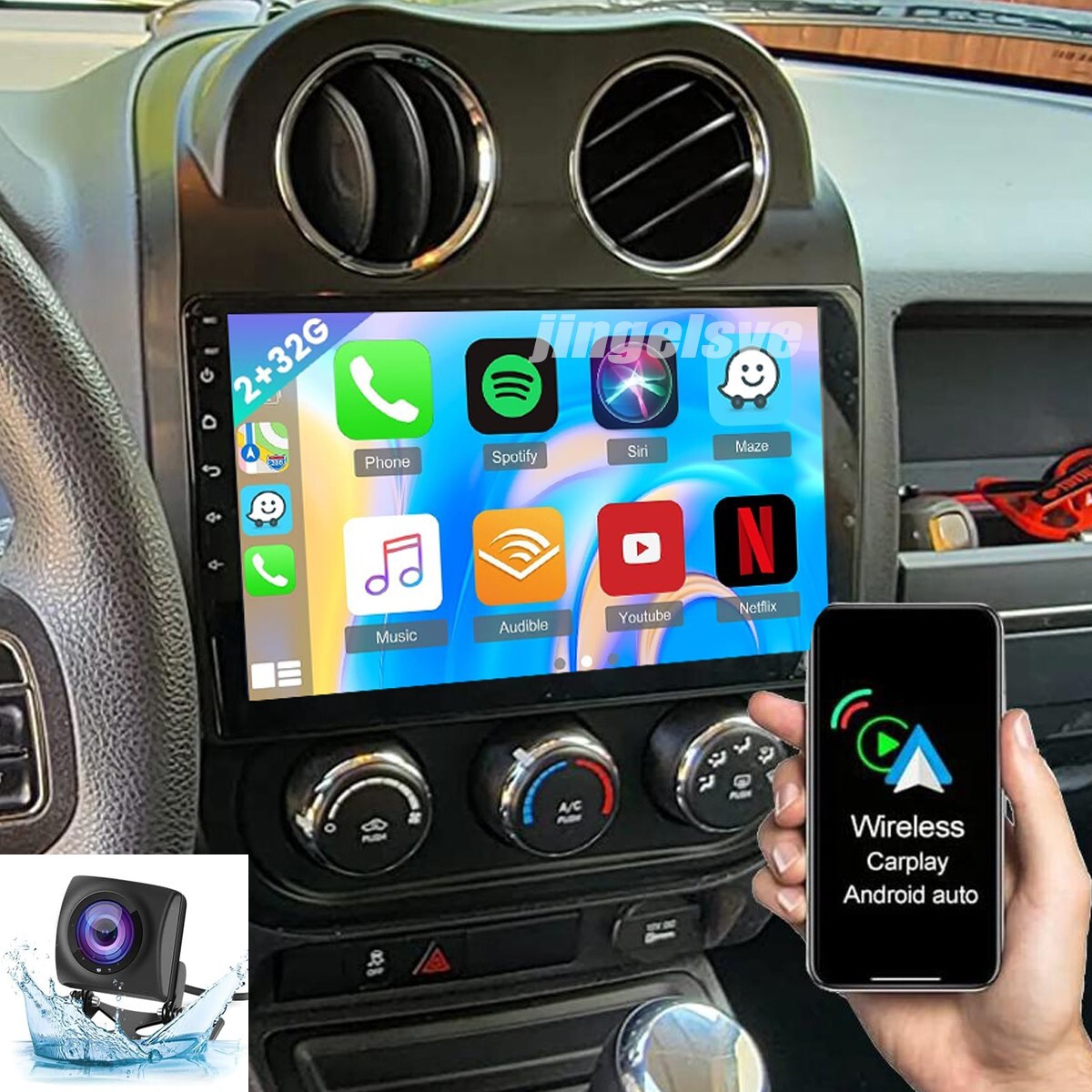 Apple Carplay Car Stereo Radio GPS For Jeep Compass 2010-2016 Patriot 2009-2016