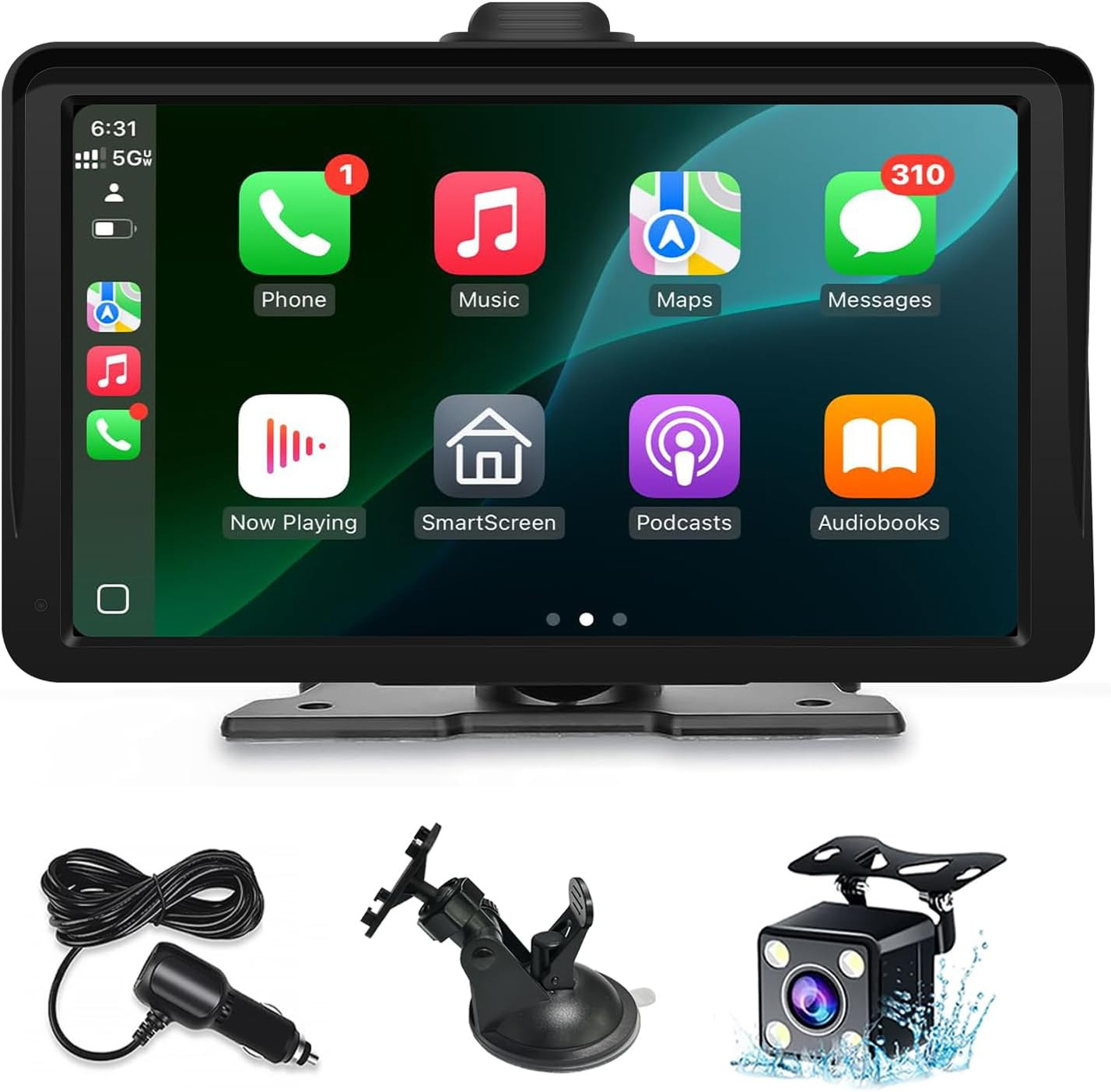 Carplay Screen for Car, 7″ HD Portable Wireless Carplay & Android Auto