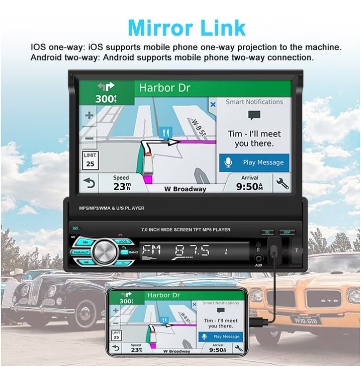 Radio Para Auto Con Pantalla 1 Din Sencillo Pantalla Tactil Bluetooth MP5 GPS FM