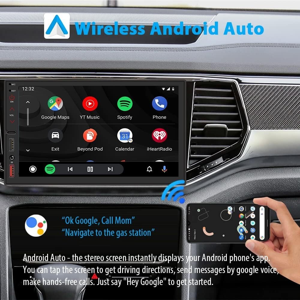 7″ Double Din Car Stereo Carplay Android Auto Play Touch Screen with remote