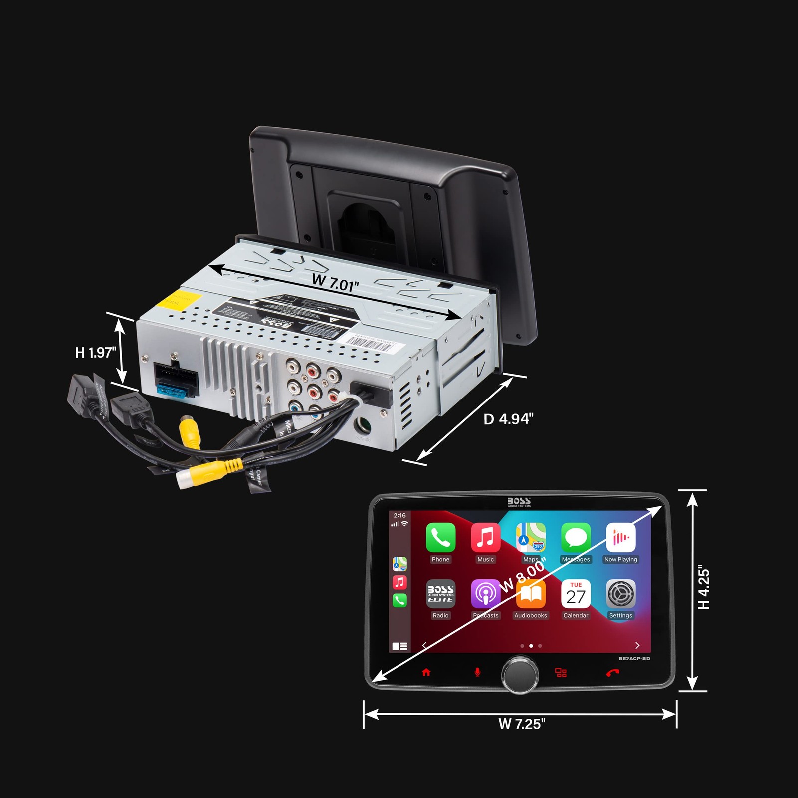BOSS Audio Systems Elite Series BE7ACP-SD Car Stereo System – Apple CarPlay, …