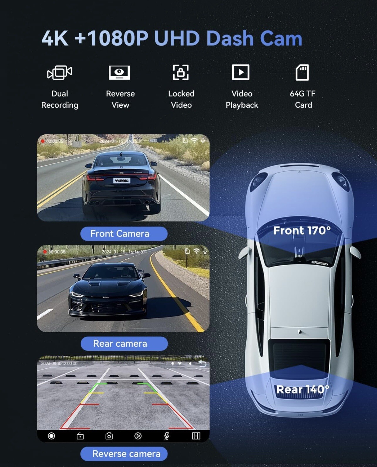Portable Carplay Screen for Car, VUDDIG 4K Dash Cam, Wireless Carplay Screen …