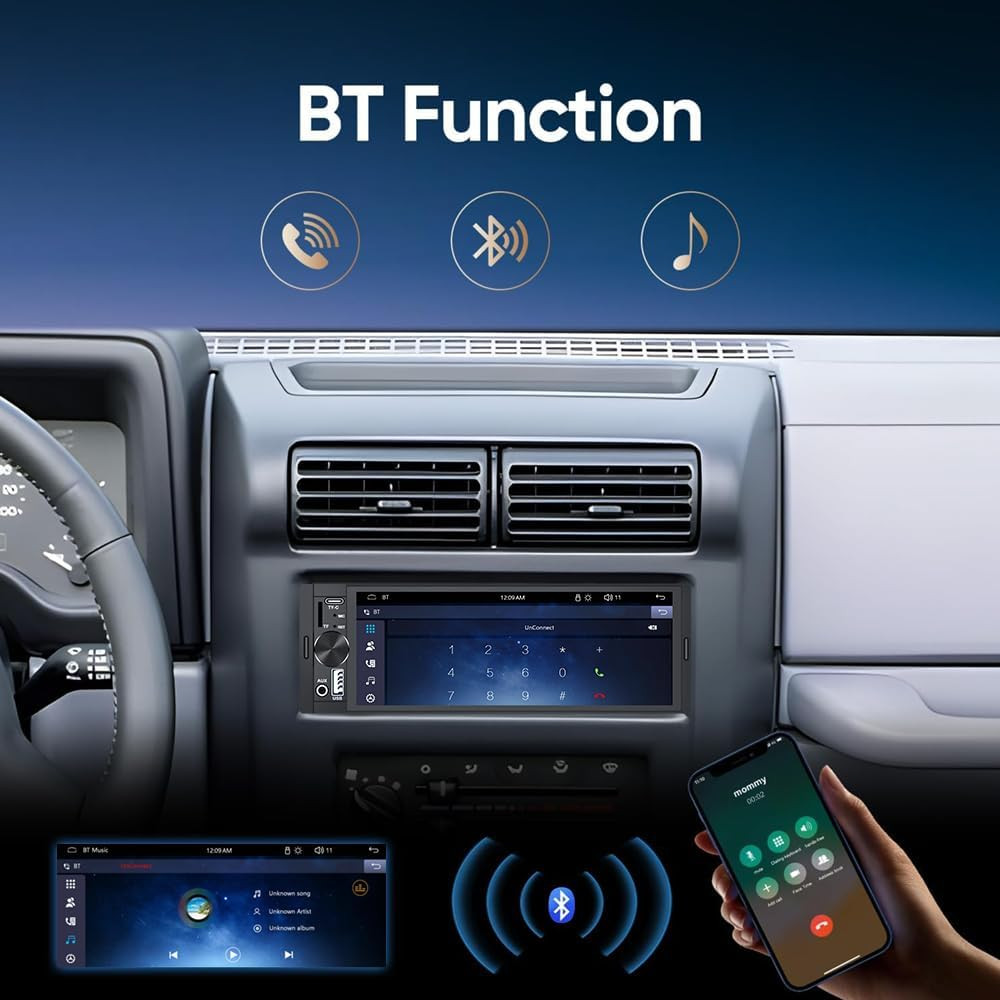 Single Din Car Stereo Radio Upgrade with Carplay & Android Auto/6.36 Inch HD Tou