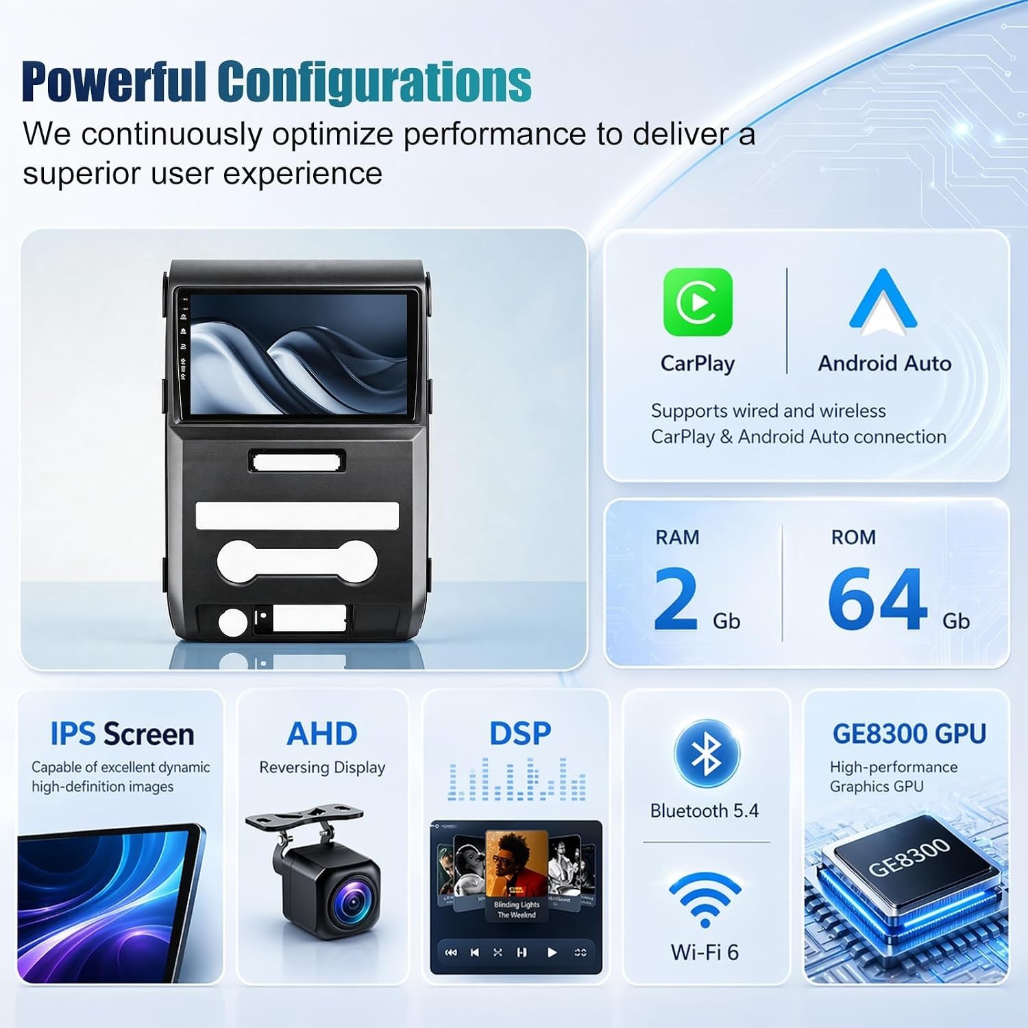 9″ 64G Android Auto Carplay Stereo for 2009-2012 Ford F150 XL/XLT/STX; Manual AC