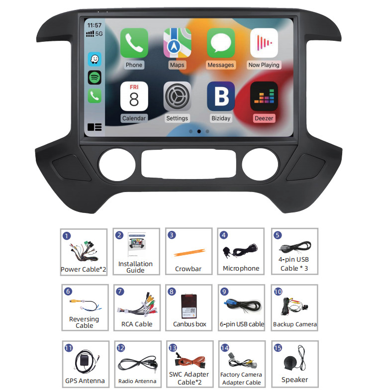 13″ Radio Stereo for Chevy Silverado GMC Sierra 1500 2500 3500 2014-2018 carplay