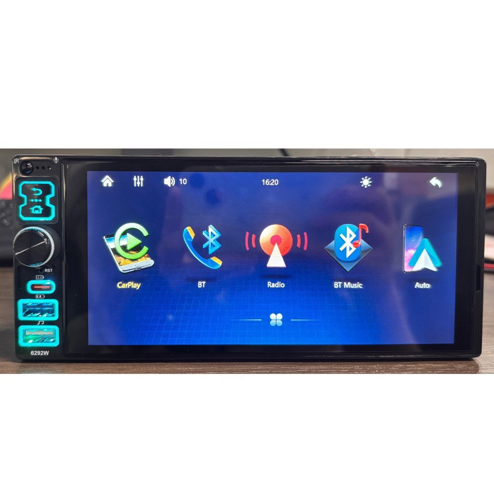 Single Din Car Stereo Wireless Apple CarPlay 6.8 touchscreen Bluetooth Radio USB