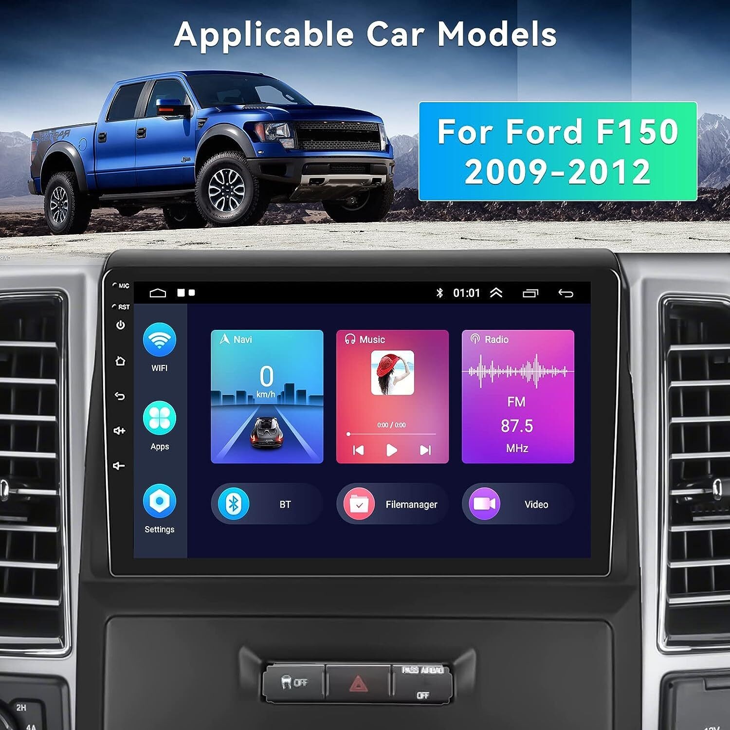 Radio For 2009-2012 Ford F150 Carplay GPS Navi BT WiFi GPS Navigation Backup Cam