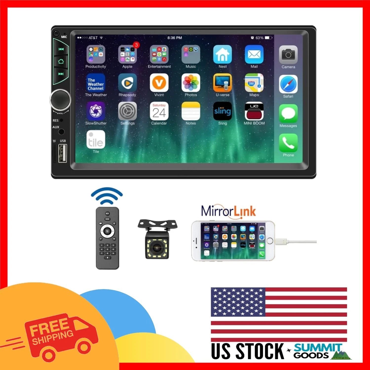 7″ Double Din Car Stereo with Backup Camera & Bluetooth 5.0 – Audio Solution