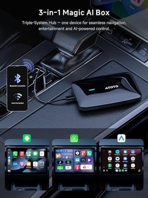 Wireless CarPlay & Android Auto Adapter, Supports for Glossy Black Finish
