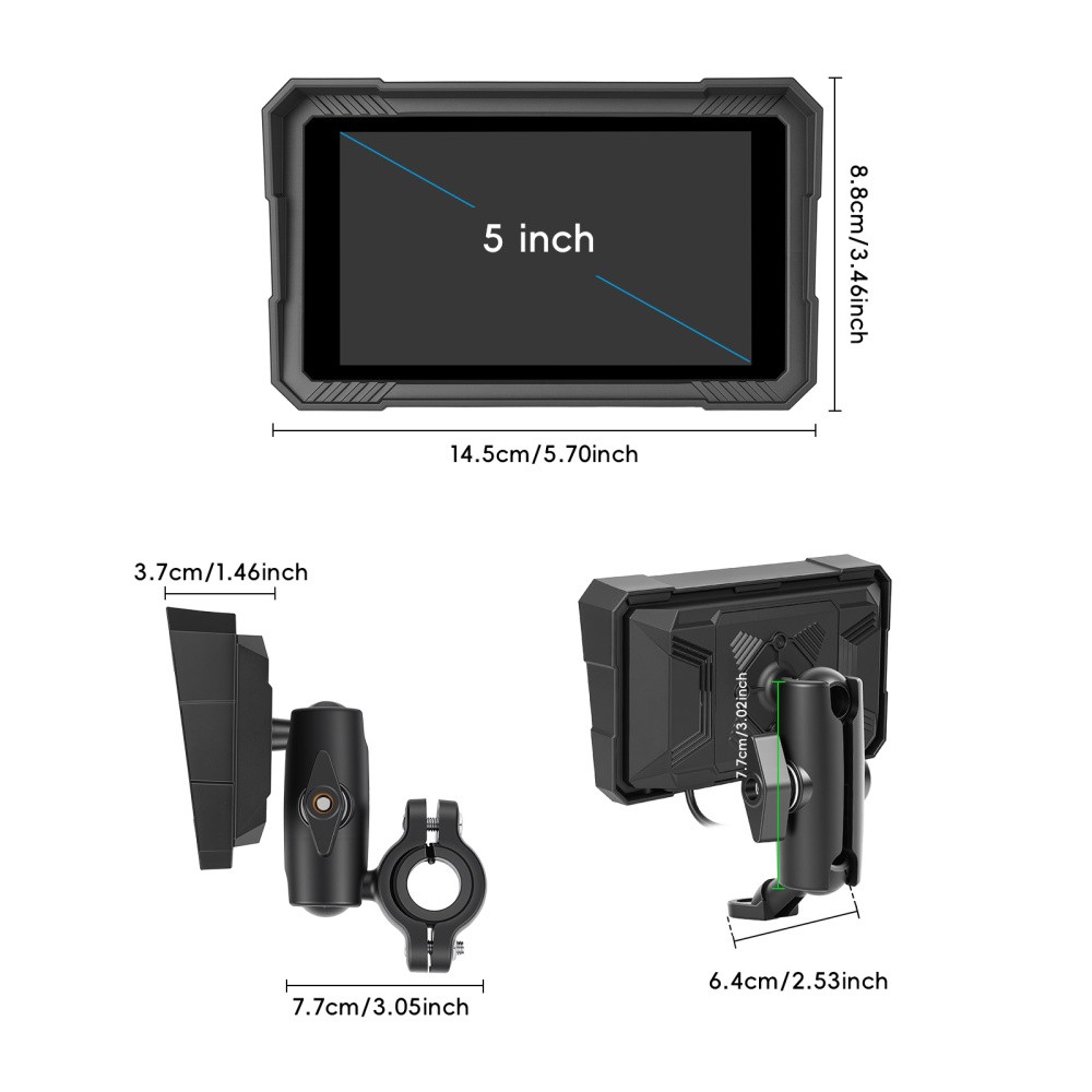 5″ Waterproof Motorcycle Portable Wireless Apple Carplay Android Auto Car Stereo