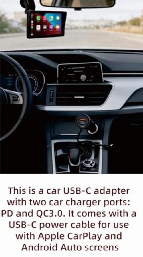 12V Power Cord Adapter Compatible with Apple carplay Android auto Screen, Cord