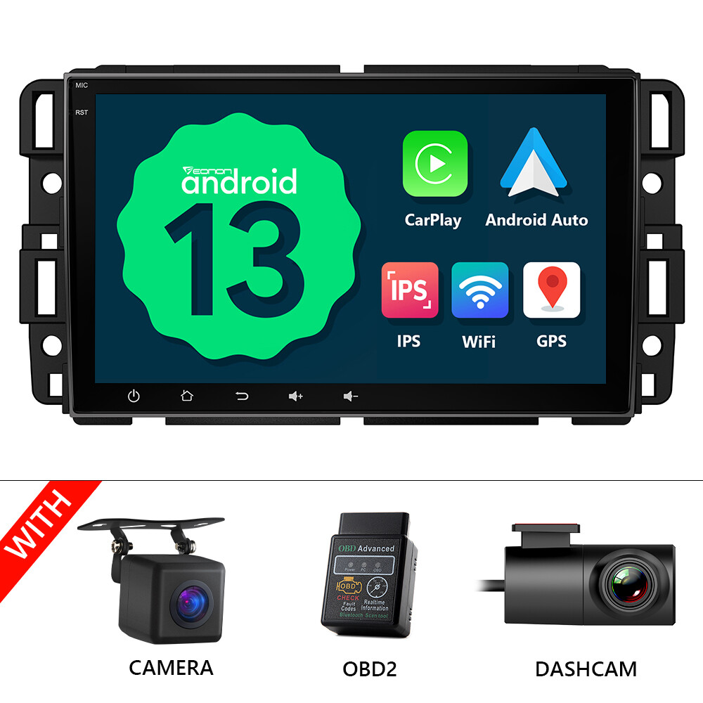 OBD+CAM+DVR+Double Din Android 13 8″ Car Stereo GPS Navigation For Chevrolet GMC