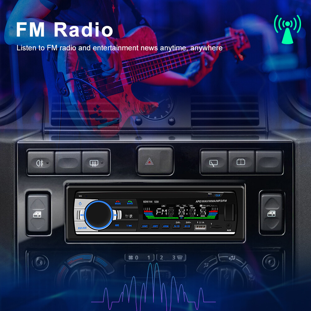 1 DIN Car Stereo Audio Bluetooth In-Dash FM Aux Input USB MP3 Radio Player